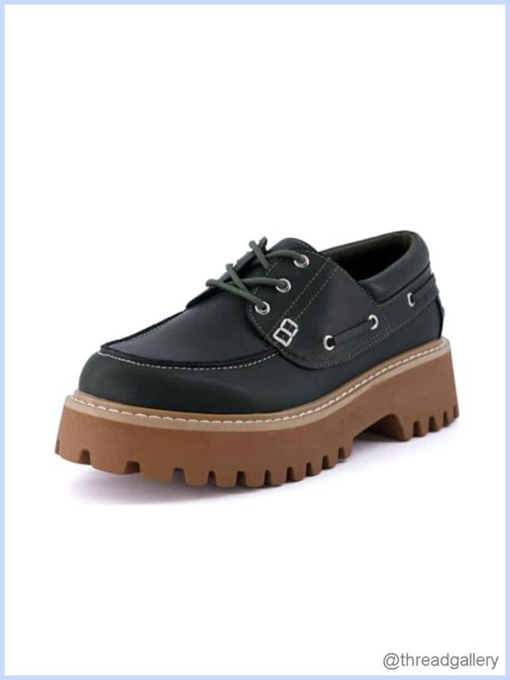 Chunky Boat Loafer with Memory Foam Vegan Leather & Laces